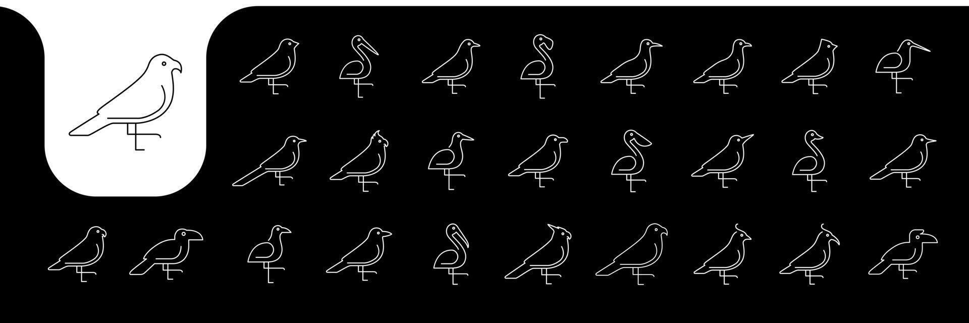 a kind of birds line minimal icon designs vector