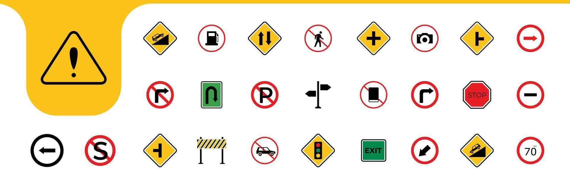 road sign icons colored design vector