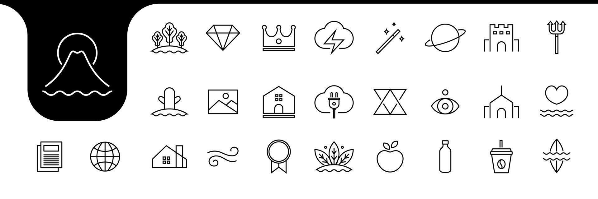 Daily Activity Line Icons Collection Minimalist Design and Illustration vector
