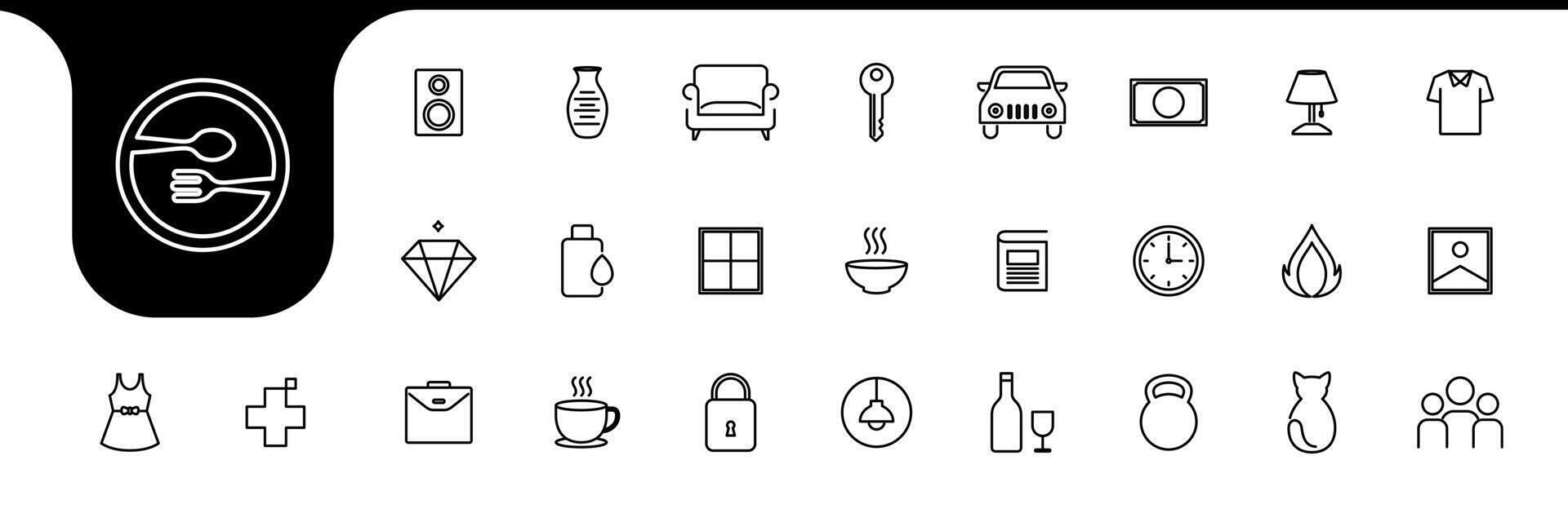 Things in the house Line Icons Collection Minimalist Design and Illustration vector