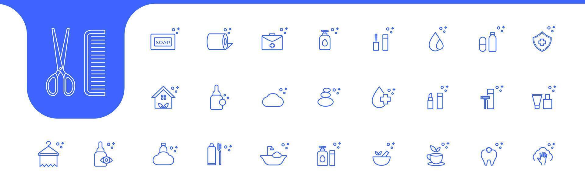 body treatment line icons set design vector