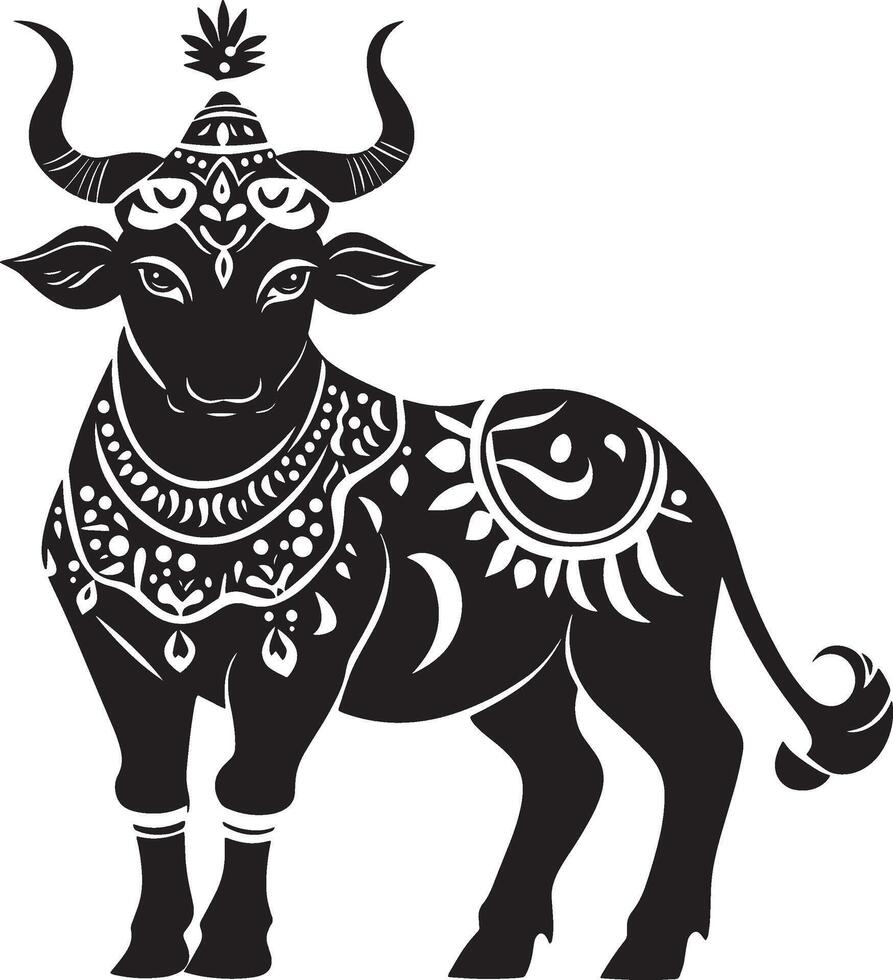 Simple black silhouette of Nandi, the sacred bull and Shiva's vehicle. vector