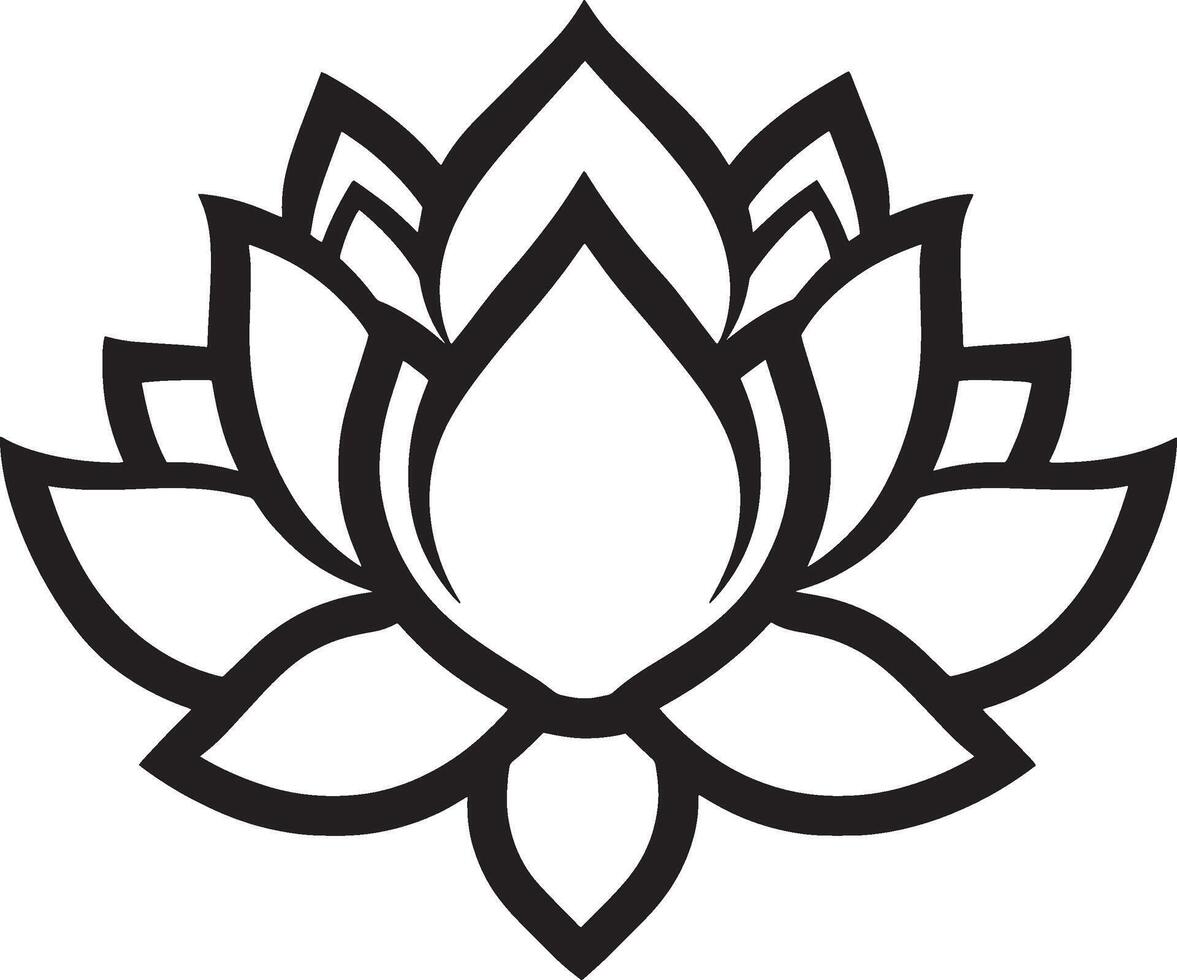 Elegant lotus flower outlined in black format. vector