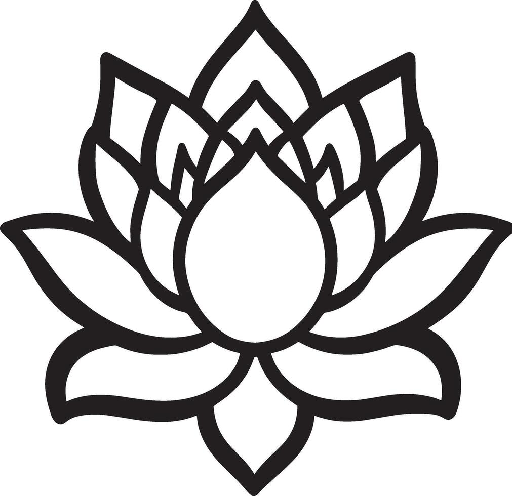 Lotus Flower outline black illustration vector