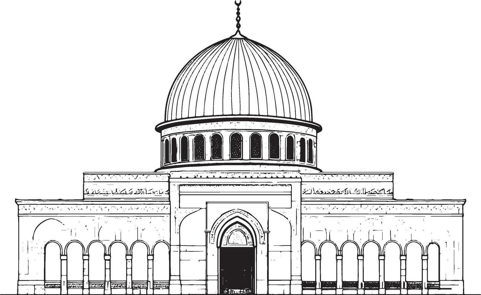 Dome of the Rock outline black illustration vector
