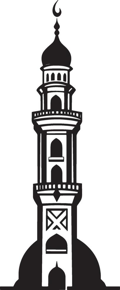 Simple minaret silhouette in black style. vector