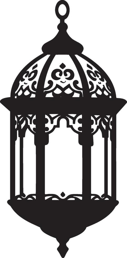 Simple Ramadan lantern fanous silhouette in black style. vector