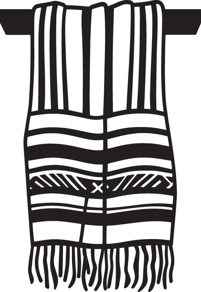 Simple tallit prayer shawl icon in black style. vector