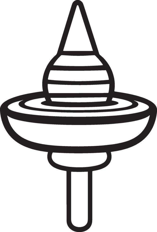 Dreidel spinning top for Hanukkah outline black illustration vector