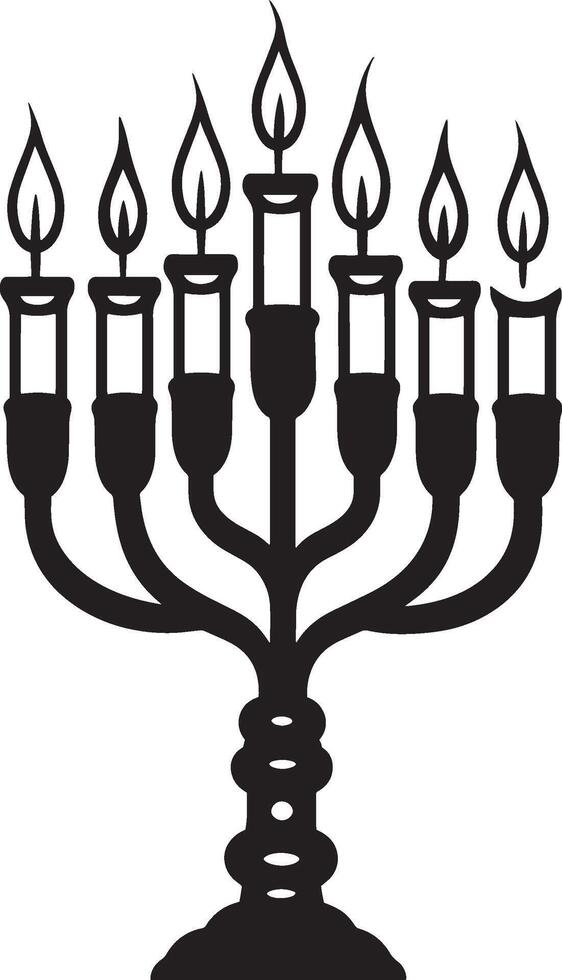 Menorah seven branched candelabrum icon black illustration vector