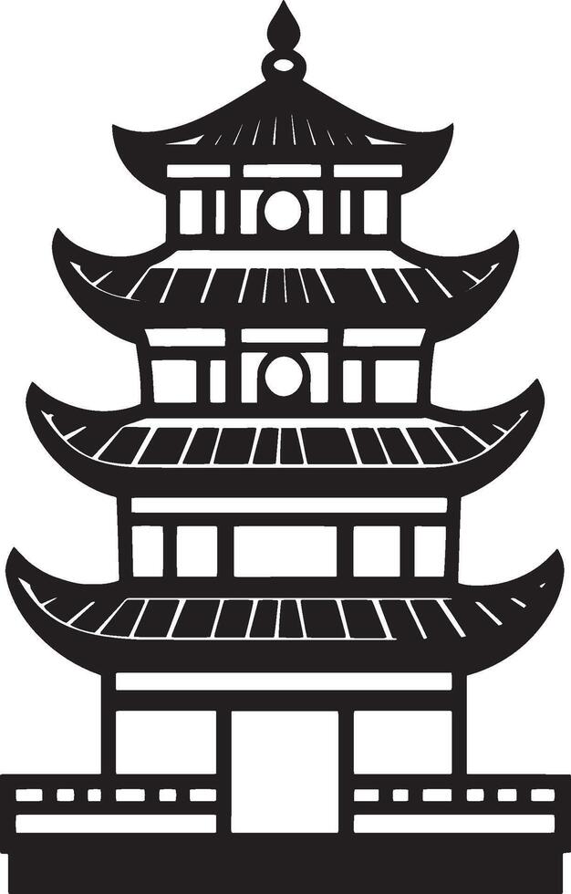 Black icon of a Buddhist temple. vector