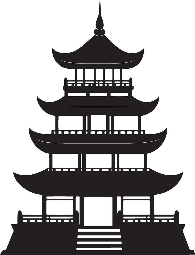 Buddhist Temple simple silhouette black illustration vector