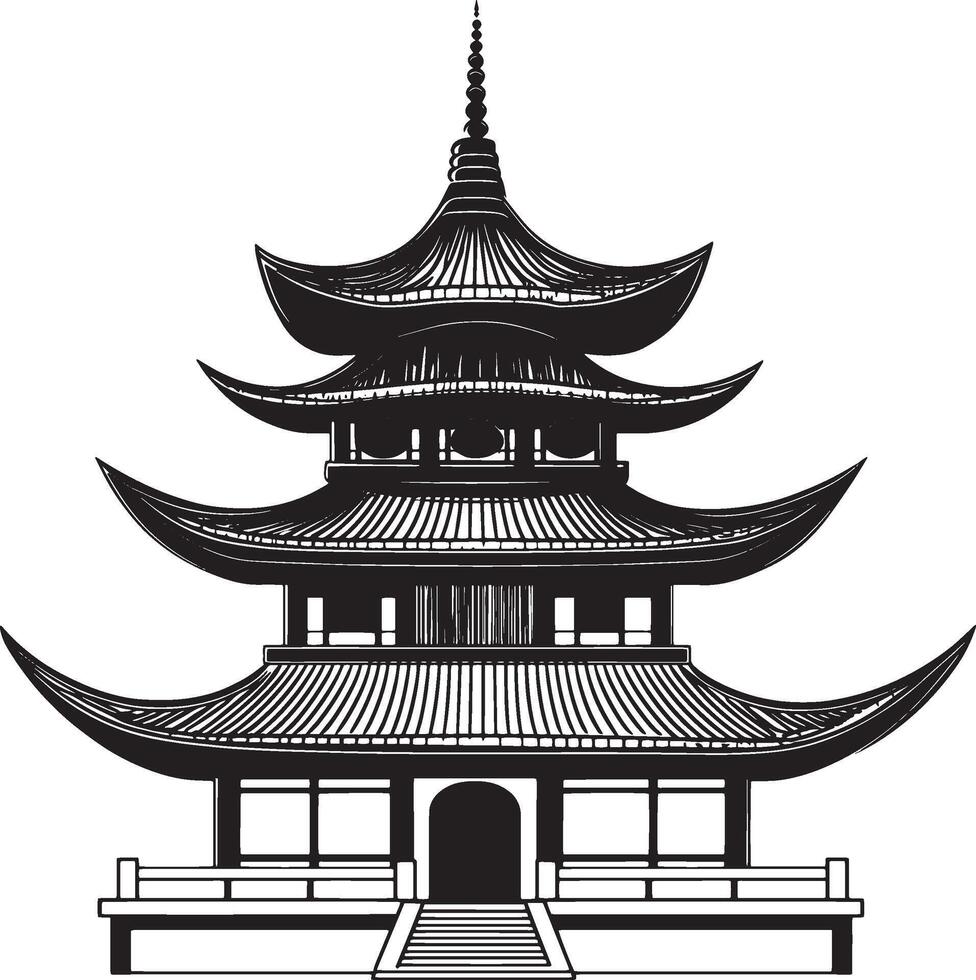 Minimalistic black icon representing a Buddhist temple. vector