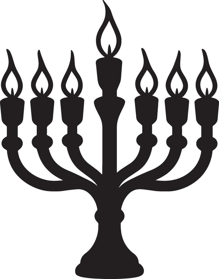 Menorah seven branched candelabrum simple silhouette black illustration vector