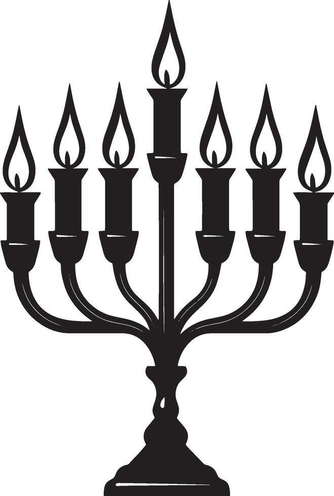 Black icon of a menorah seven-branched candelabrum vector