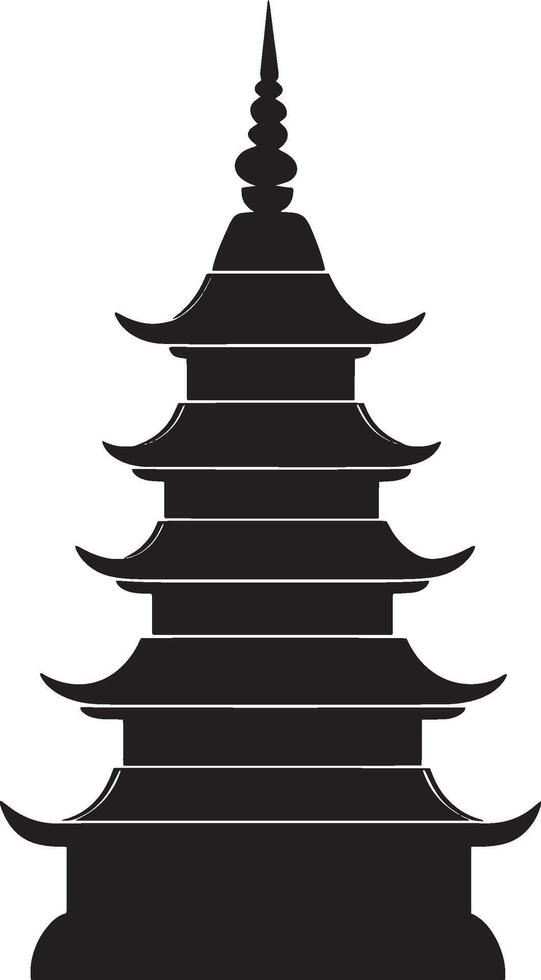 Simple outline of a stupa Buddhist shrine in black style. vector