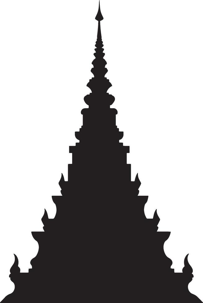 Elegant black outline design of a stupa Buddhist shrine vector