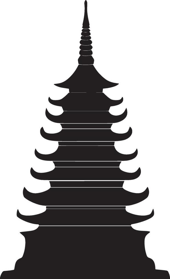 Minimalistic black outline of a stupa Buddhist shrine vector