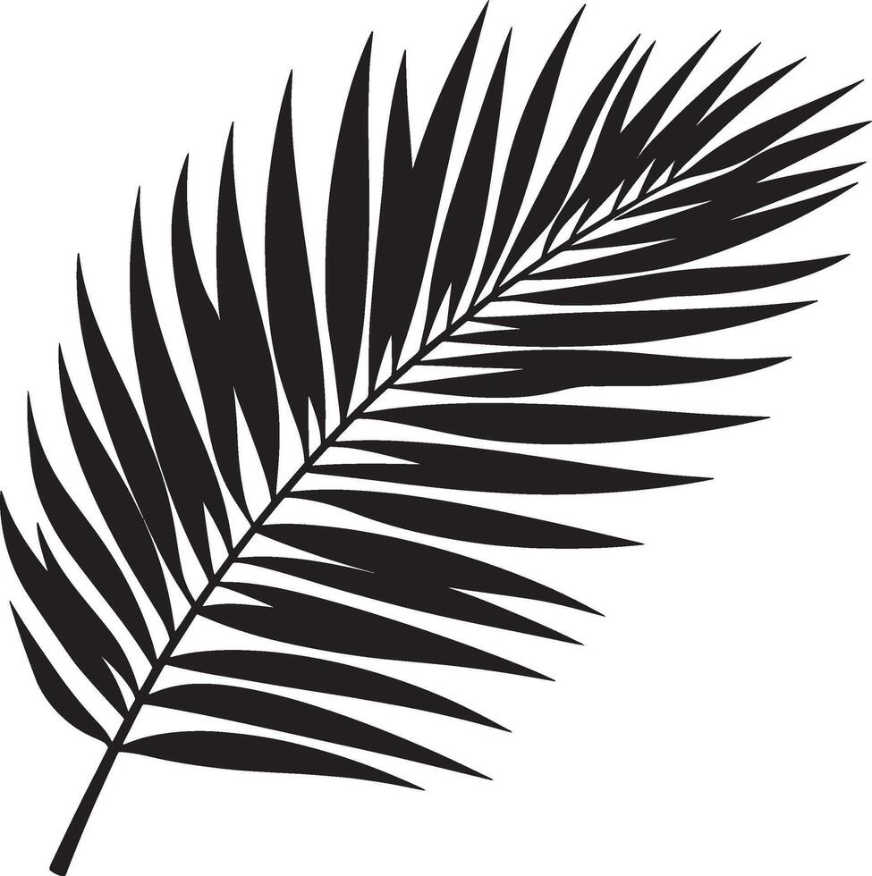 Minimalistic black silhouette of a palm branch, representing victory and peace. vector