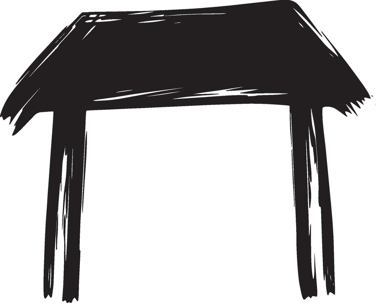 Black silhouette of a manger representing the birth of Christ. vector