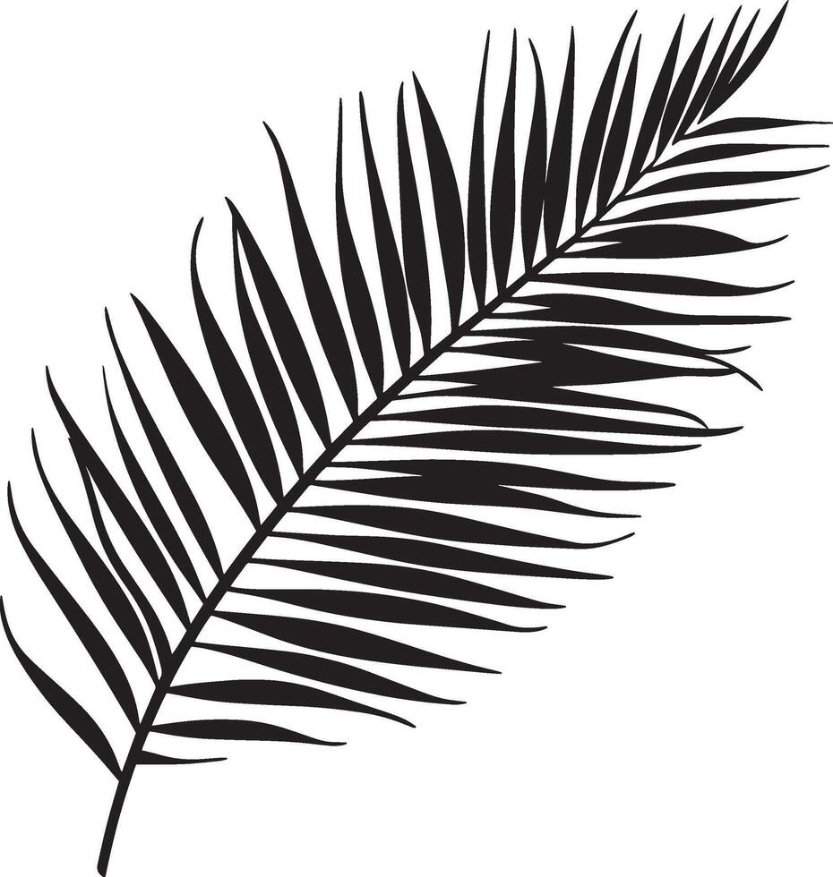 Simple palm branch silhouette in black style, symbolizing victory and peace. vector