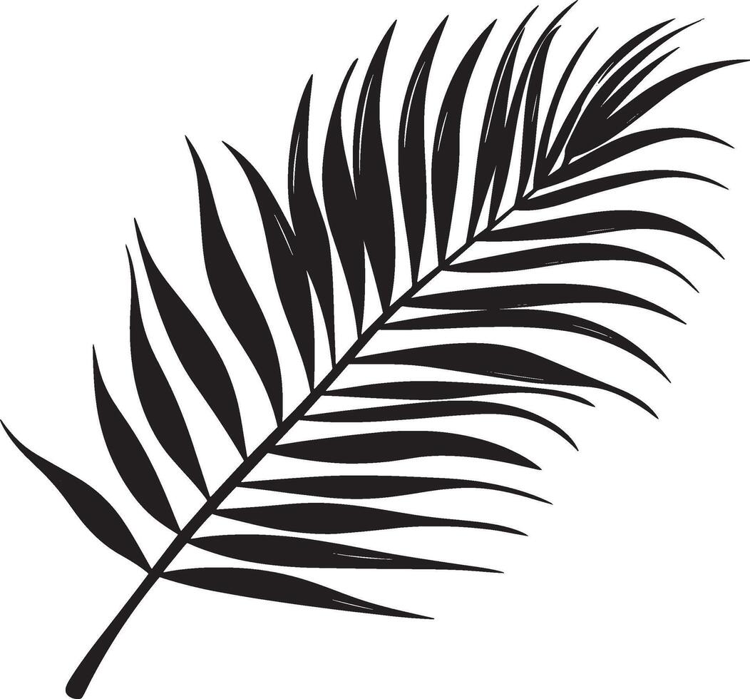 Black silhouette illustration of a palm branch symbolizing victory and peace vector