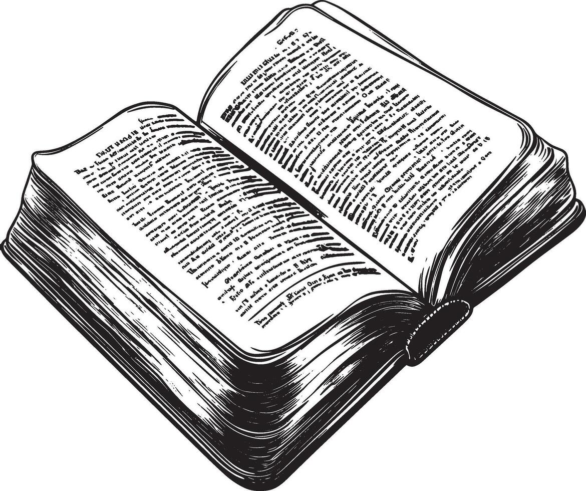 Holy Bible Open outline black illustration vector