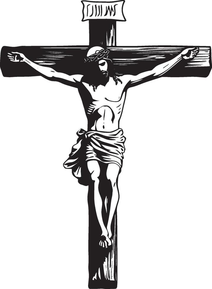 Crucifix outline black illustration vector