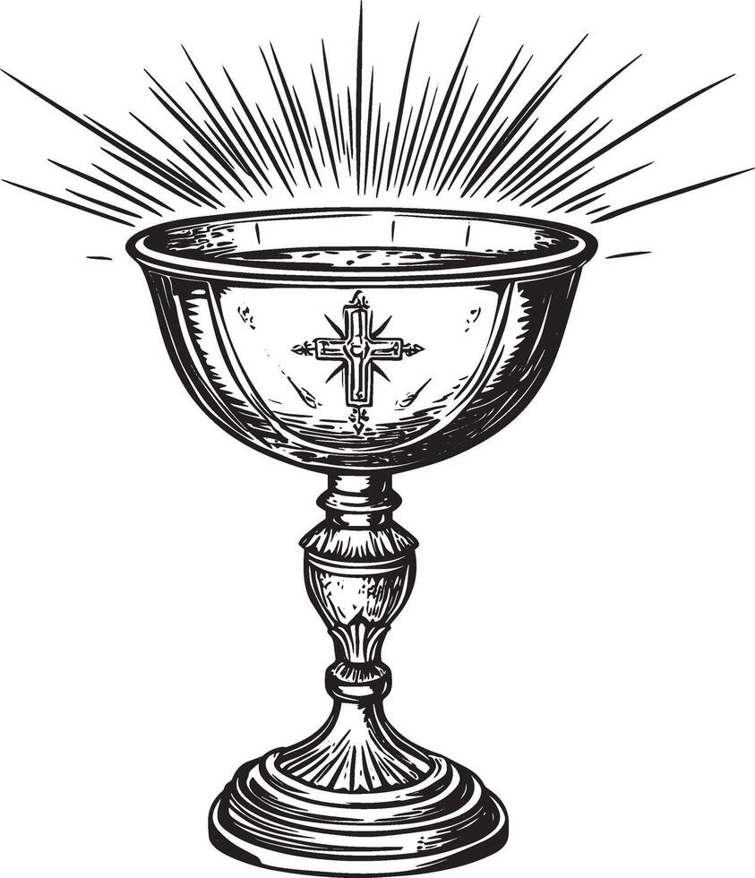 Holy Grail outline black illustration vector
