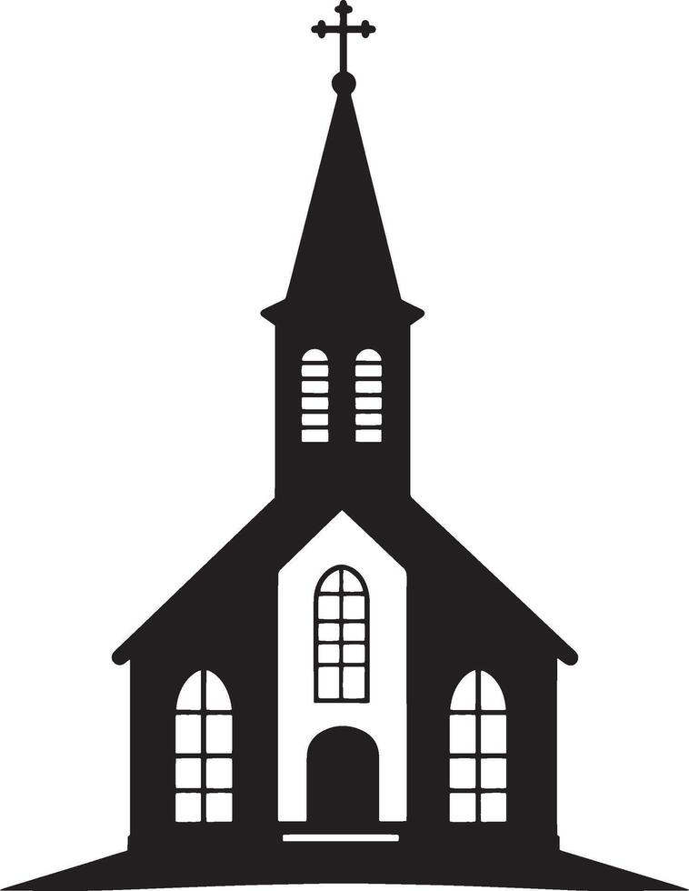 Black silhouette of a church in a minimalist design. vector