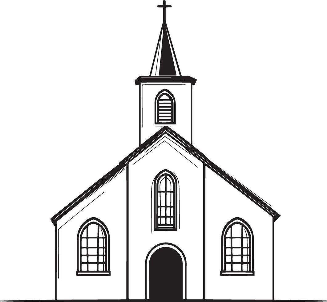 Minimalist black drawing of a church. vector