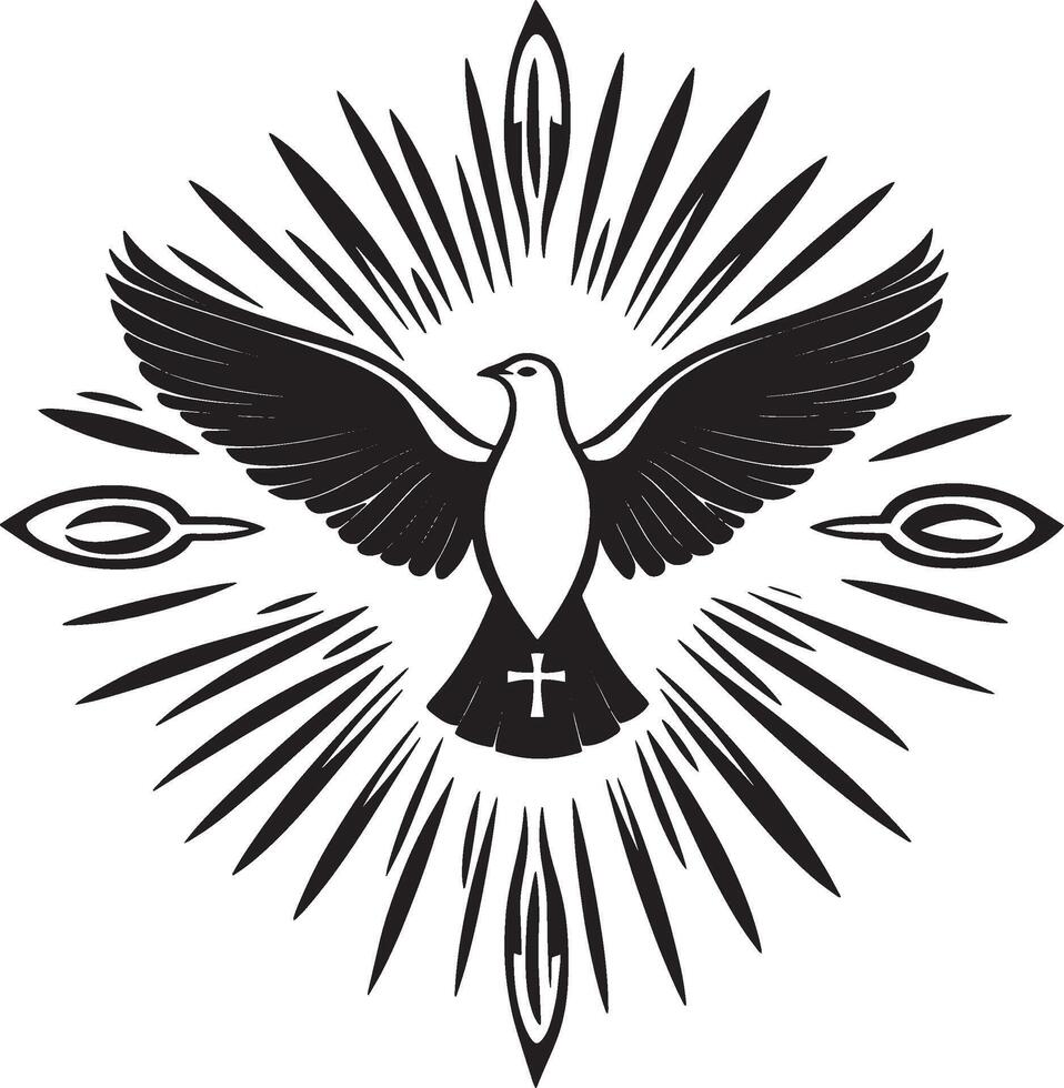 Dove symbolizing the Holy Spirit simple silhouette black illustration vector