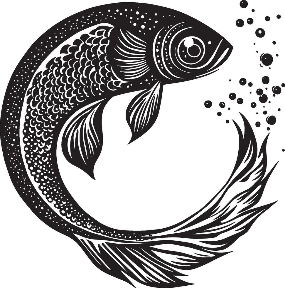 Fish Ichthys symbol outline black illustration vector