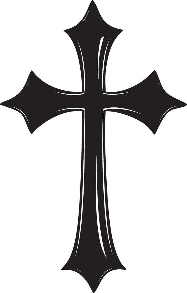 Black illustration of a simple cross silhouette. vector