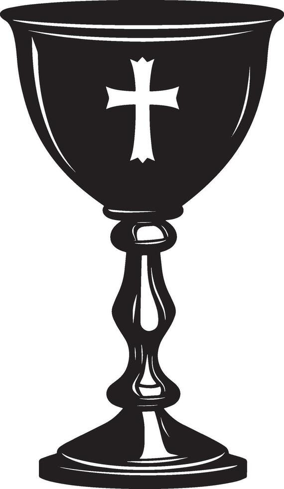 Simple black outline illustration of a chalice used for communion. vector