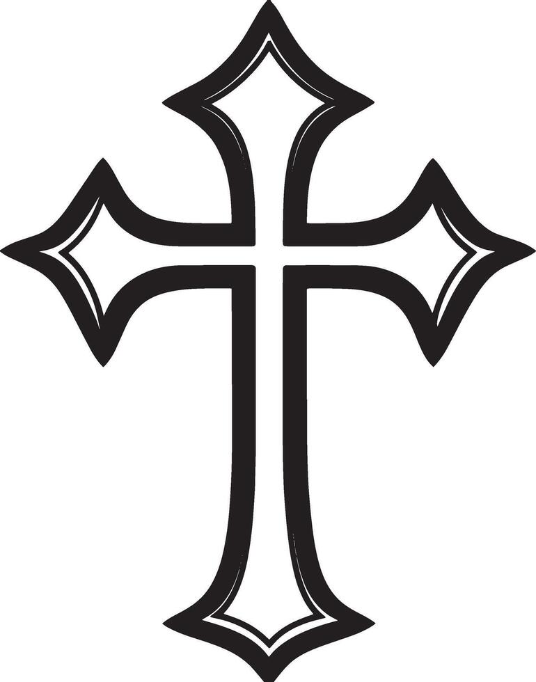 Simple black silhouette of a cross in a illustration. vector