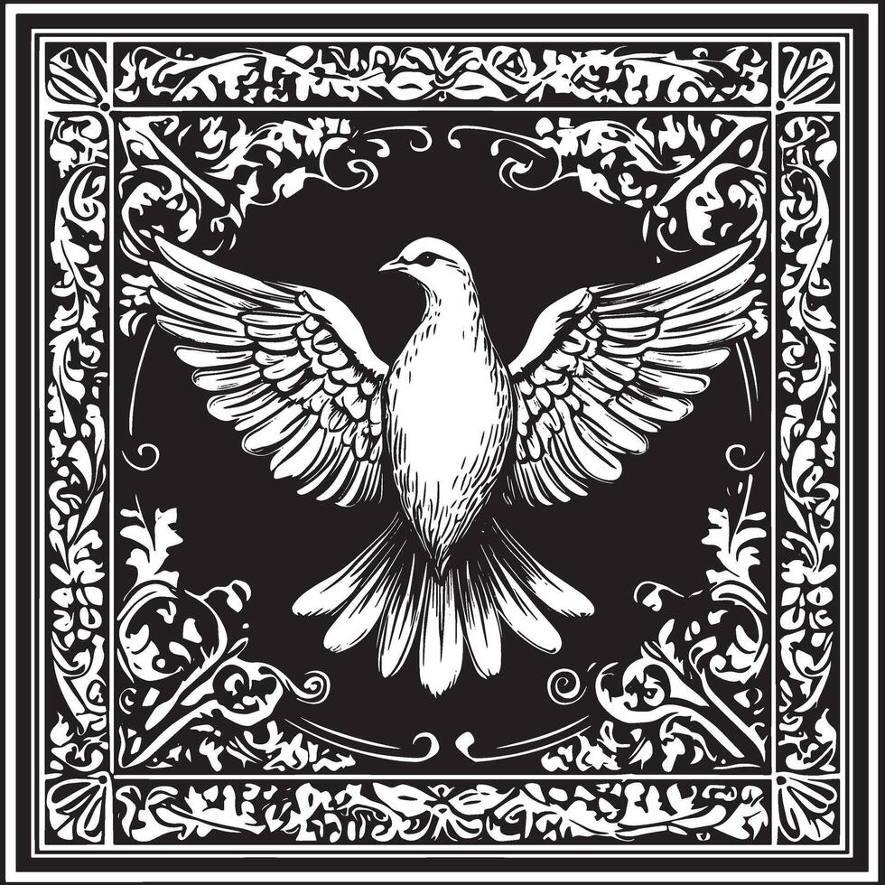 Dove symbolizing the Holy Spirit icon black illustration vector