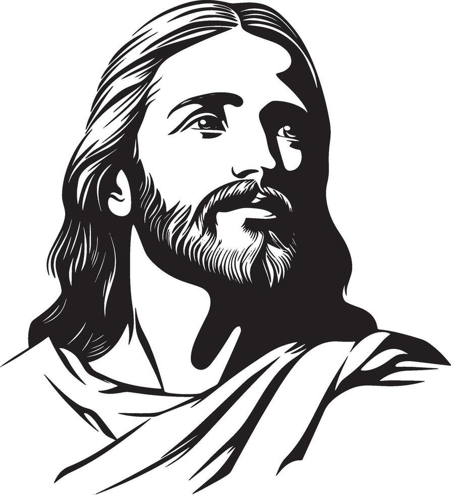 Jesus Christ outline black illustration vector