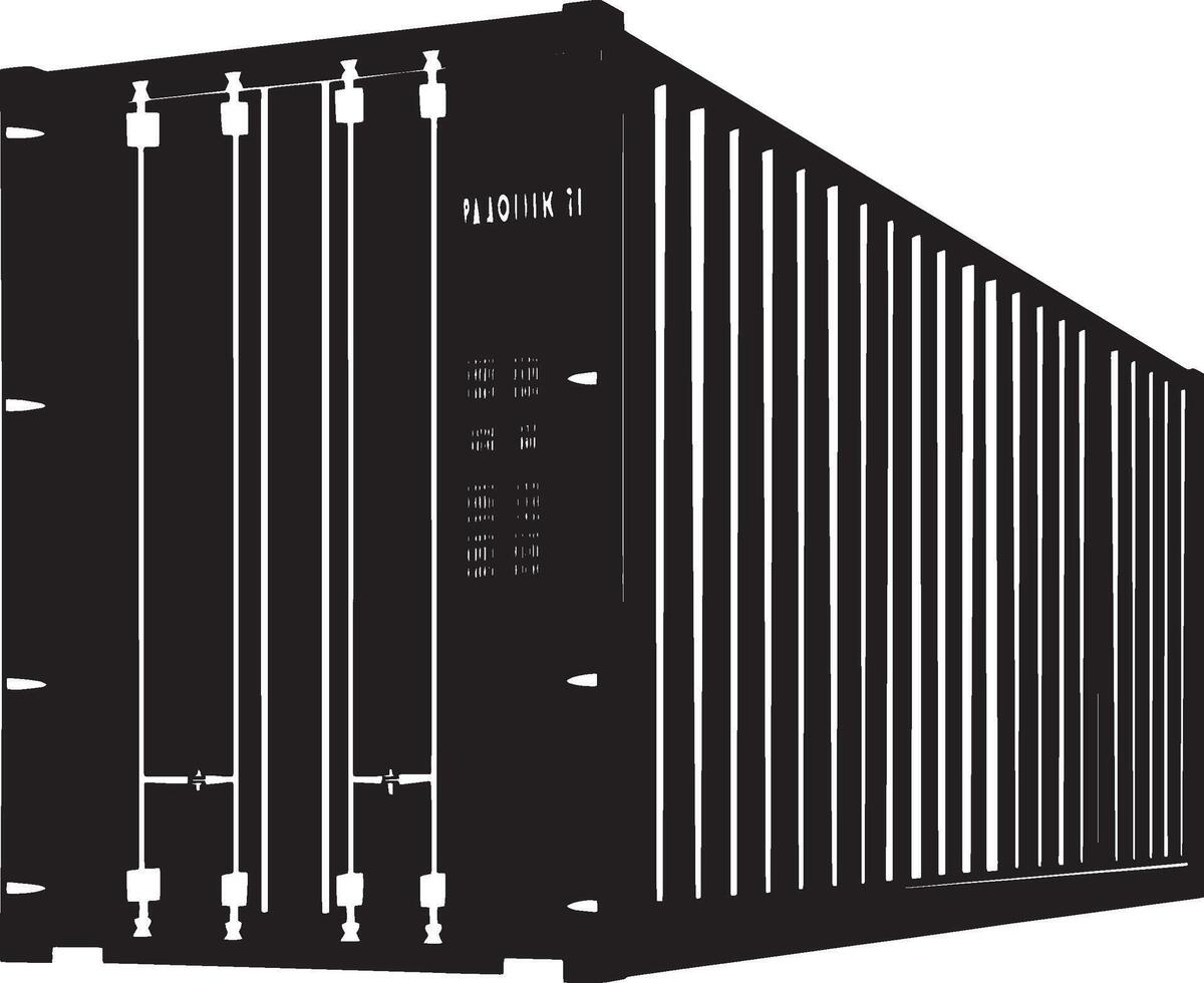 Simple shipping container silhouette in black style. vector