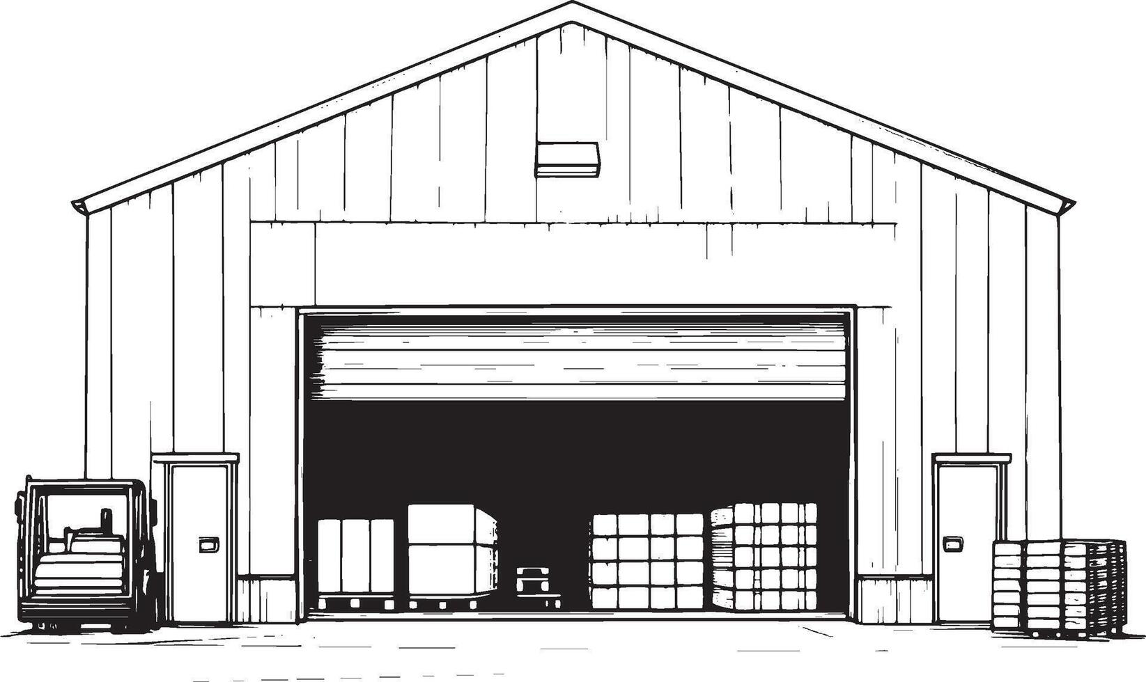 Warehouse outline black illustration vector