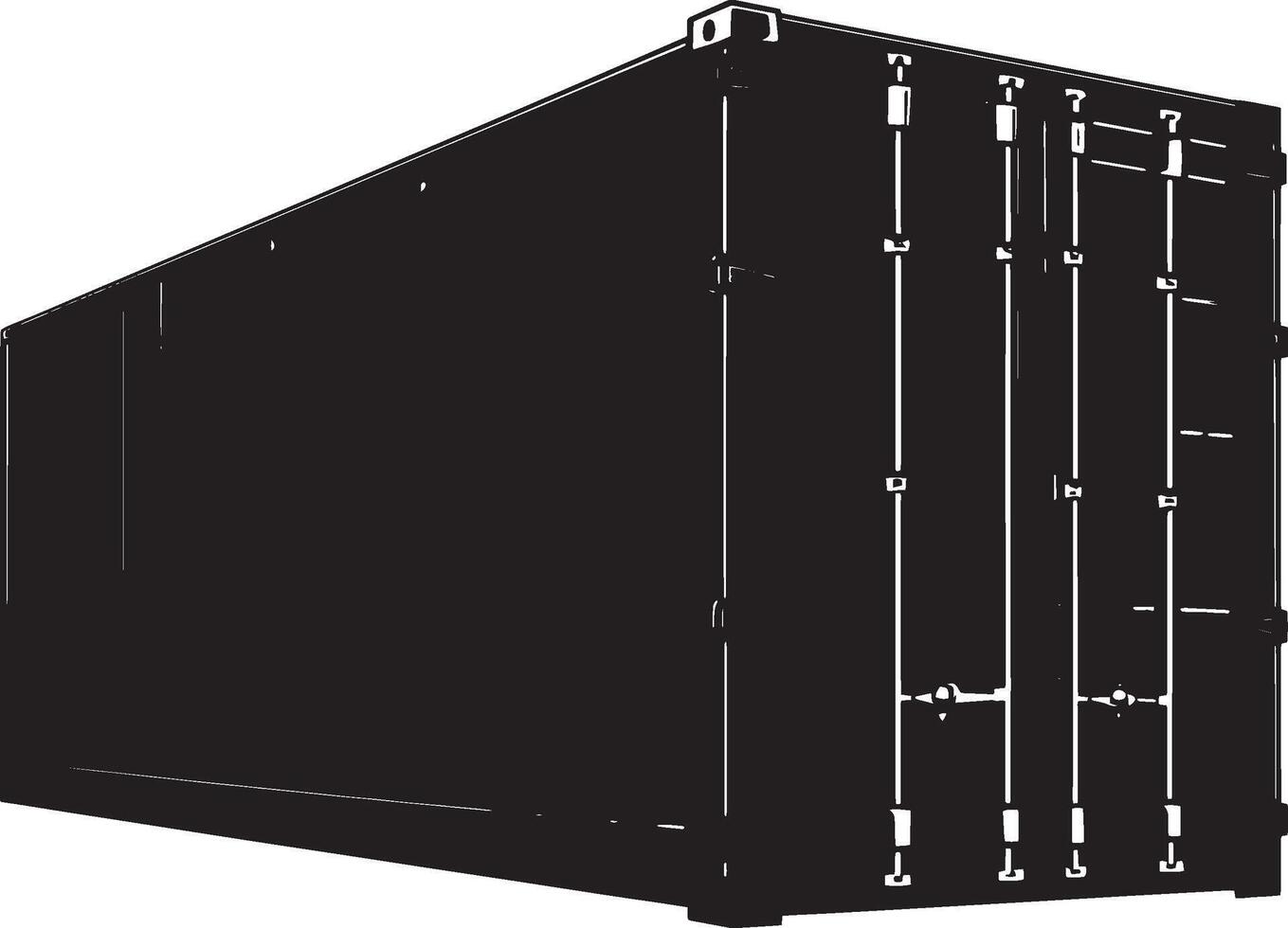 Black illustration of a shipping container silhouette. vector