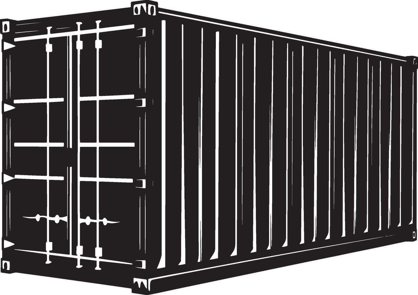 Shipping Container simple silhouette black illustration vector