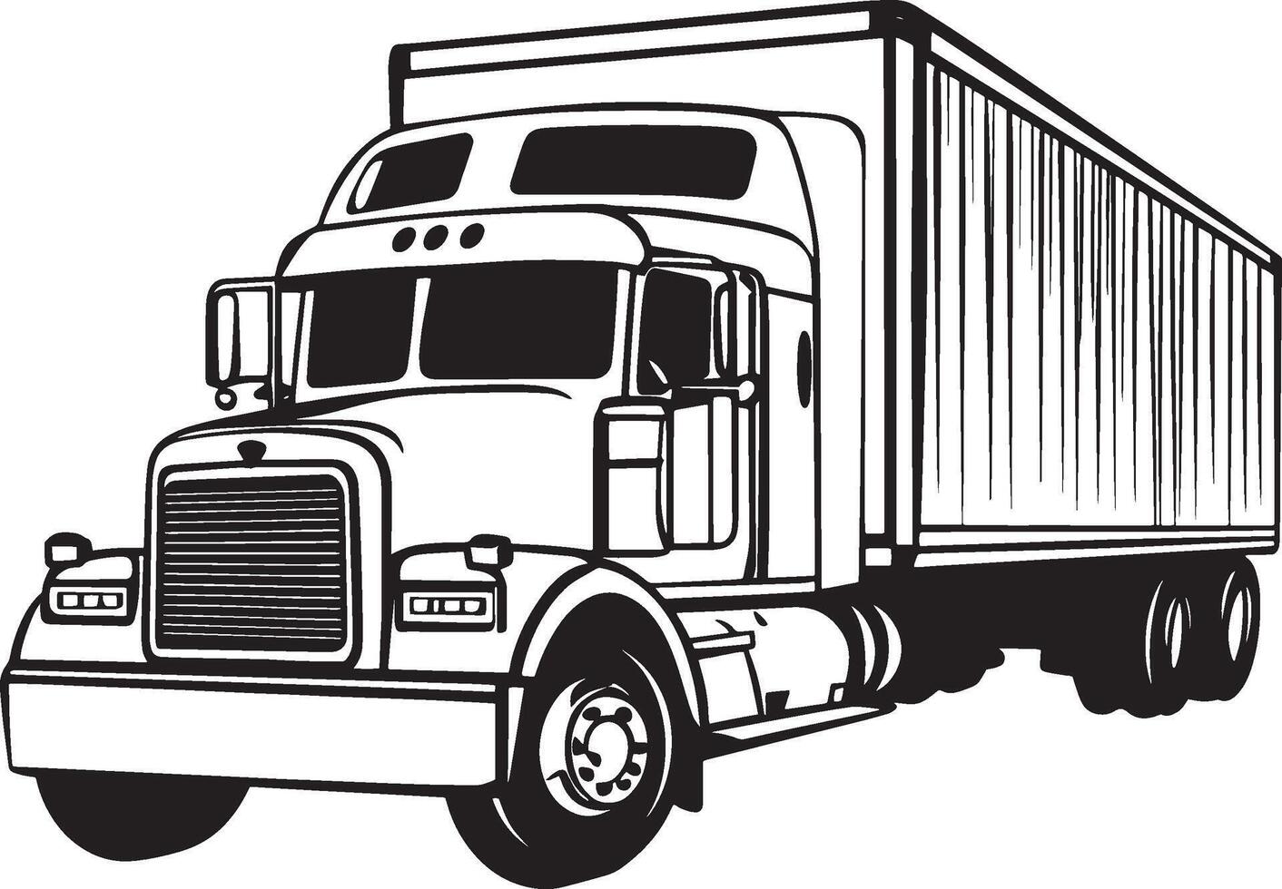 Shipping Truck outline black illustration vector