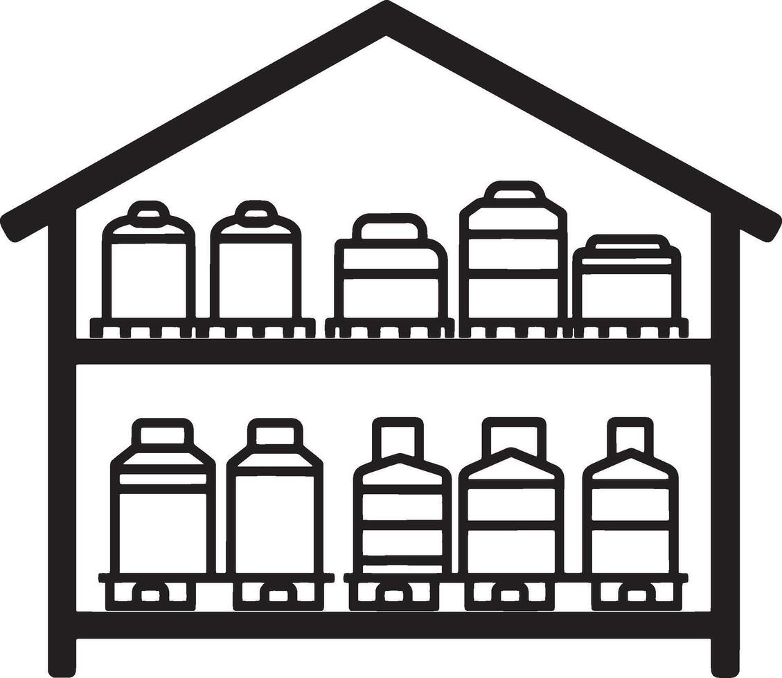 Black illustration of a warehouse icon. vector