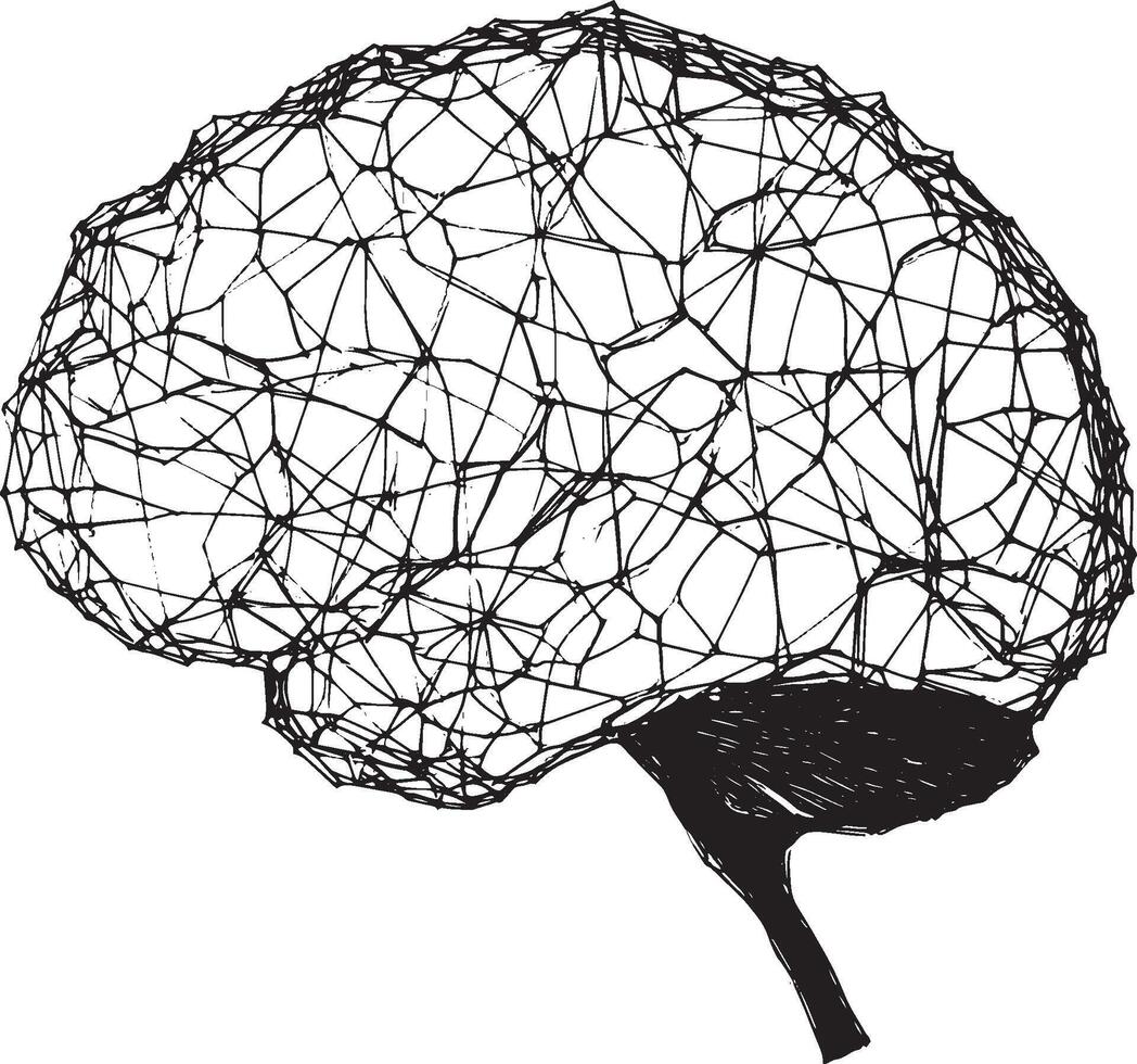 Brain outline black illustration vector