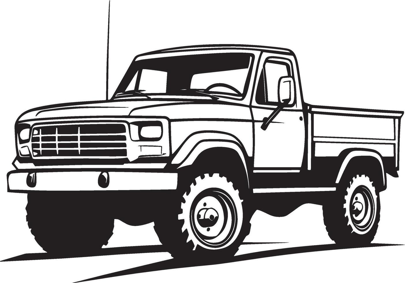 Black illustration of a truck outline. vector