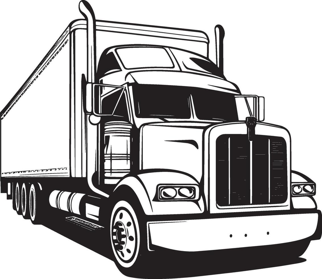 Minimalist truck outline in black style. vector