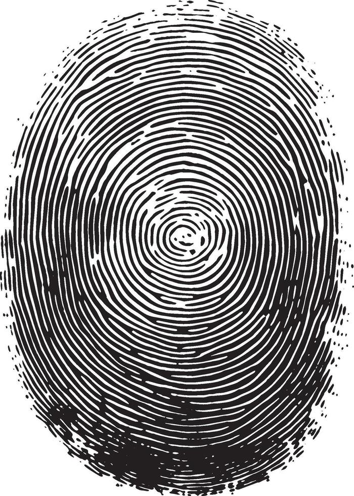 Fingerprint biometric AI recognition outline black illustration vector