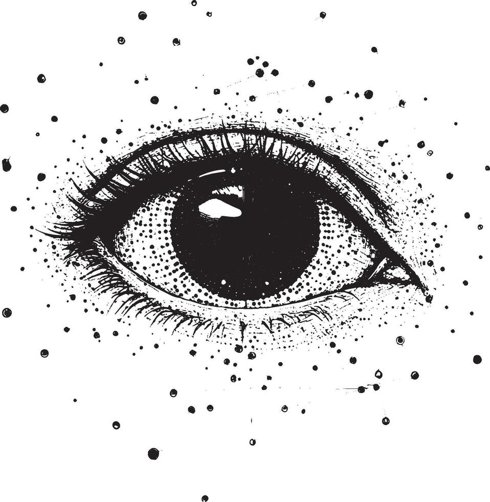 Eye AI vision or image recognition outline black illustration vector