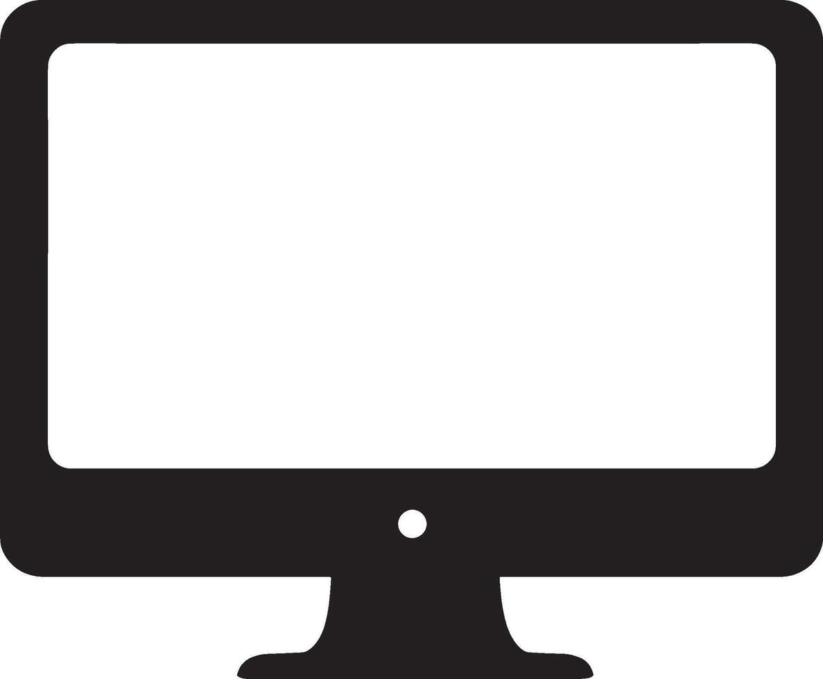 Black illustration of a computer monitor silhouette. vector